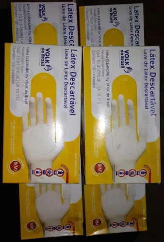 Luva Látex descartável  com 100 unidades 