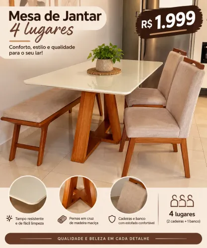 MESA DE JANTAR 4 LUGARES