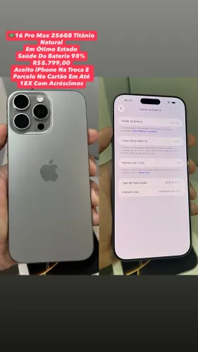 iPhone 16 Pro Max 256GB Titânio Natural - Usado