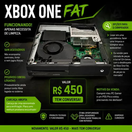 Xbox one fat - R$200,00