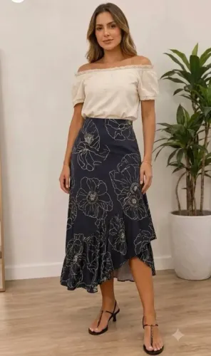 Morena Rosa Saia Mid Assimétrica Original Novo Com Etiqueta
