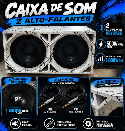 Caixa Full trap com 2 alto falantes 12 polegas 500w rms cada