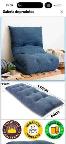 Futon Colchonete Dobrável de Espuma Solteiro Azul
