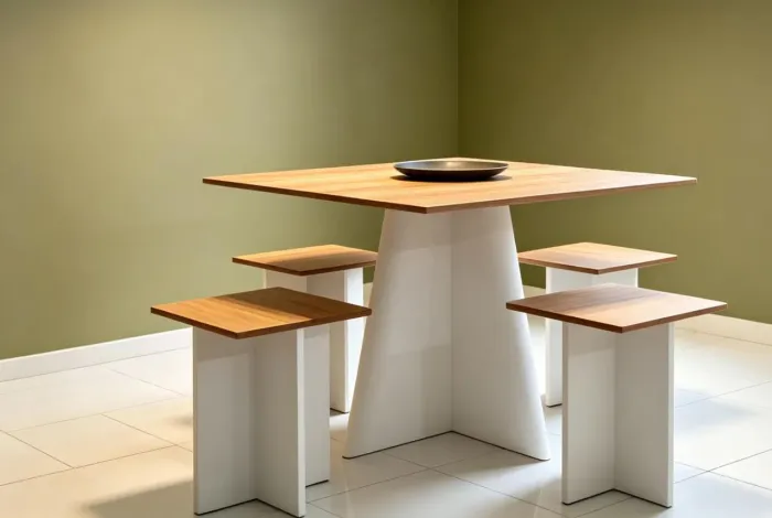 Mesa + 4 banco em mdf