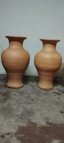 Par de Vasos Grandes de Barro / Cerâmica (80 cm) - Novos