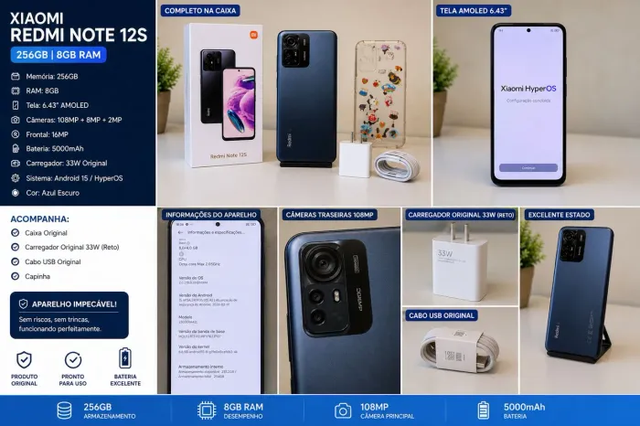 APROVEITE... XIAOMI REDMI NOTE 12 S.... 800,00 no cartão parcelado 