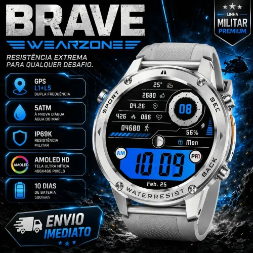Smartwatch Brave GPS Dupla Frequência 170 Modos Esportivos