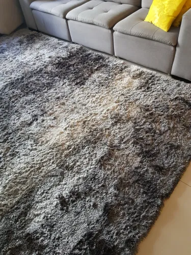 Tapete silk shaggy 2x3m degradê prata