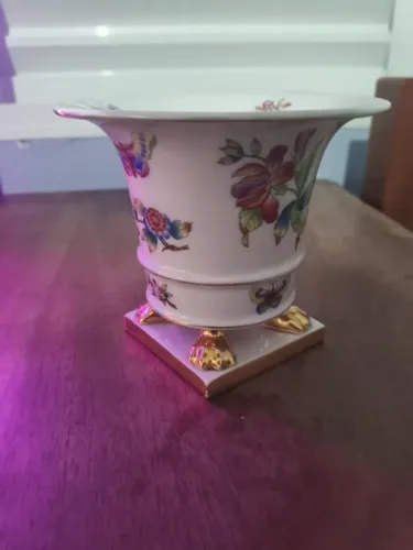 Cachepô Herend Queen Victoria Porcelana Húngara Vintage