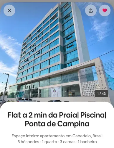 Flat na Praia Ponta de Campina c/ piscina