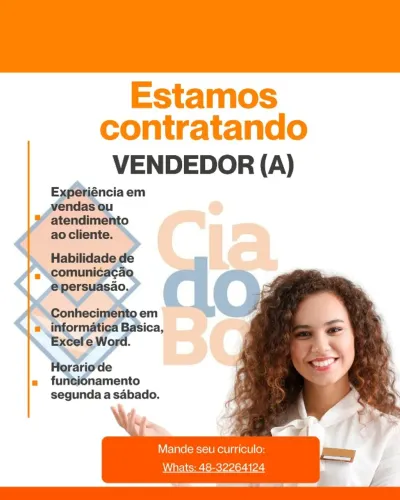 VENDEDOR (A) COM EXPERIENCIA