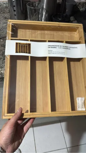 Porta talher de bambu extensível