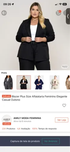 Blazer Preto Feminino GG - Nunca Usado