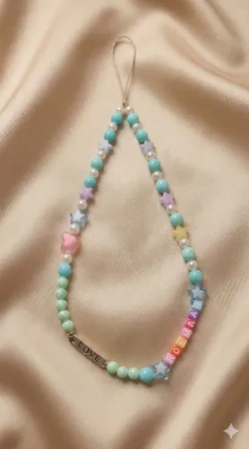 Phone Strap Artesanal em Miçangas (Cordinha para Celular)