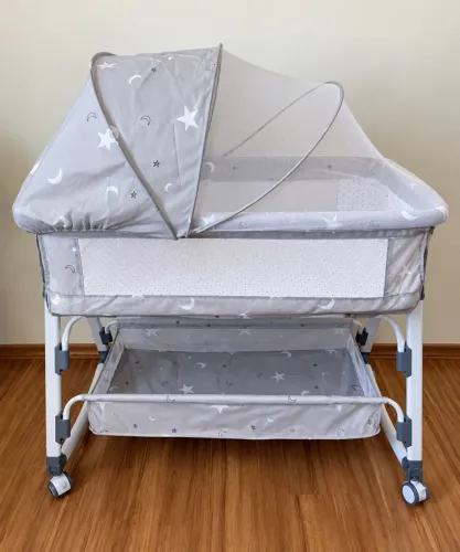 Título: Berço Portátil Moisés Co-bed Cinza com Mosquiteiro