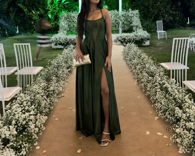 Vestido verde oliva festa/casamento 