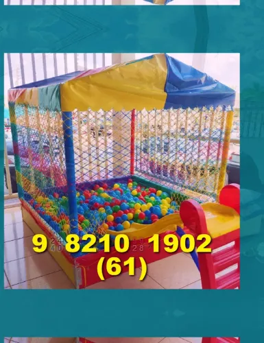 Locação de Brinquedos: casinha de bolinhas, pula pula e cama elástica!