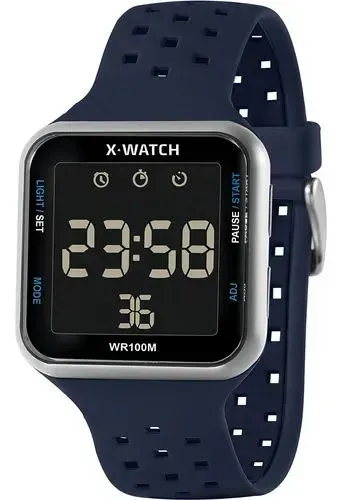 Relógio X-watch Digital prata/azul PROMO PÓS CARNAVAL 