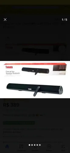Caixa de som soundbar Bluetooth Tomate 