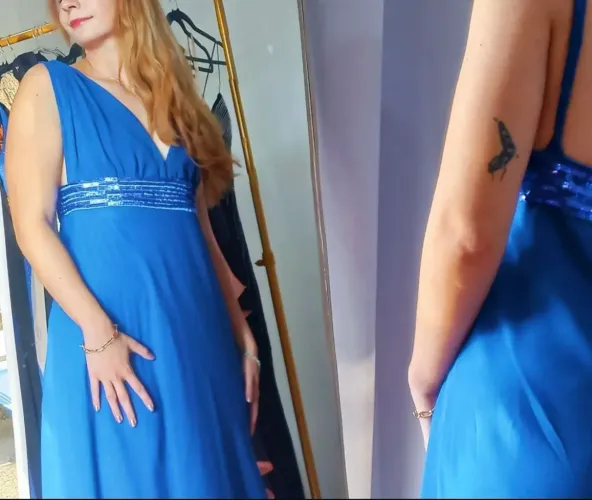 Vestido azul royal com "cinto" de paete- vestido lindo, leve, p/ formatura, casamentos