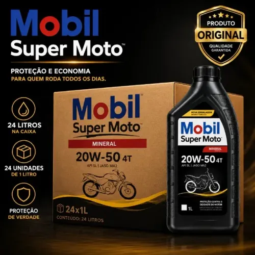 Super Promo Shopee! Óleo Mobil Super Moto 20W50 4T - Caixa com 24 Litros Original