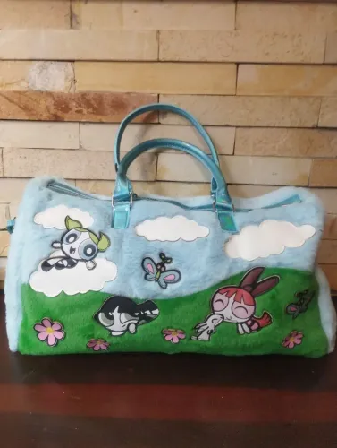 Bolsa importada azul em pelúcia meninas super poderosas 