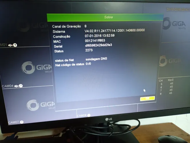 DVR GIGA de 8 canais com HD de 500 GB