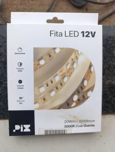 Fita de led 12v 20w/m/2000lm/m 3000k/ luz quente