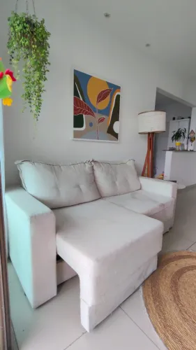 Sofá Retrátil Suede Bege 1,80m - Muito Confortável | Ótimo Estado