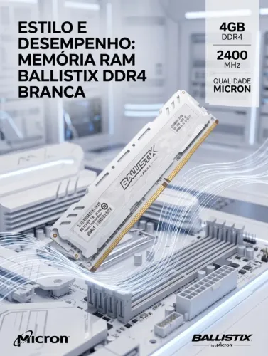 Memória RAM Ballistix 4GB DDR4 2400MHz Branca