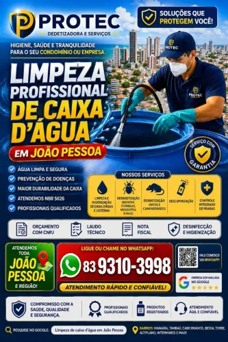 Lavagem de caixa d'água e Dedetização.