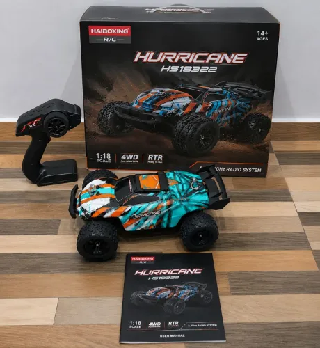 Automodelo  elétrico:HS18321  escala 1/18 com rádio, caixa ,carregador  bateria 