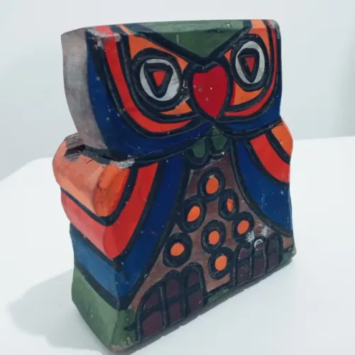 Escultura de Coruja Clássico Design dos anos 70 peça linda Rara   Pintado à mão ,