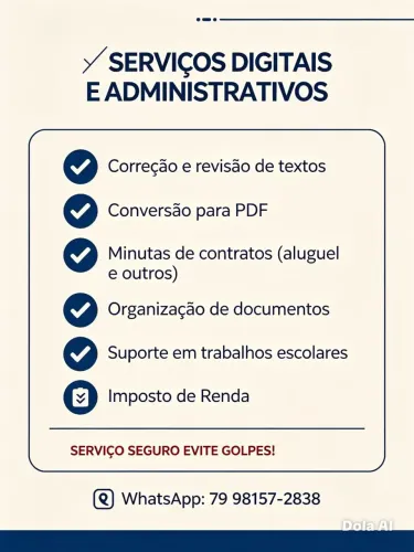 Serviços digitais e administrativos: textos,melhoria fotos PDF e contratos