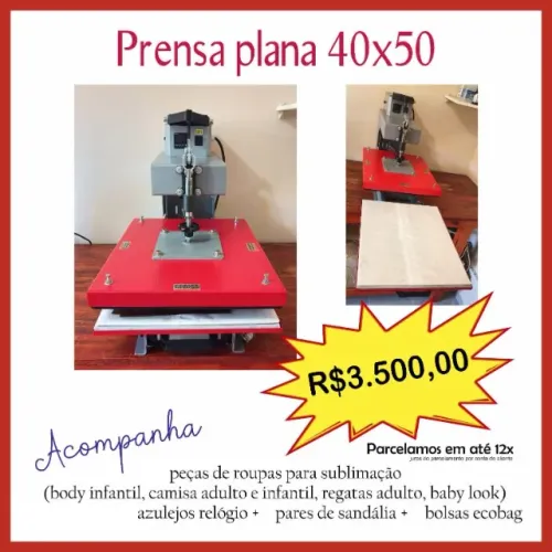 MÁQUINA DE ESTAMPAS - PRENSA PLANA 40X50 (VALOR PROMOCIONAL)