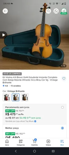 VIOLINO 4/4 BRAVO INICIANTE