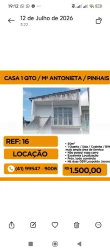 Casa 1 QTO / Pinhais / Jd. Triângulo