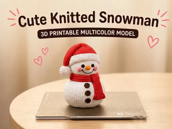 Boneco de Neve Decorativo 3D Textura Tricô - Enfeite Natal Fofo
