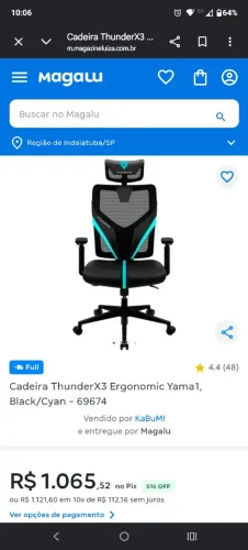 Cadeira ergométrica gamer 1 mês de uso