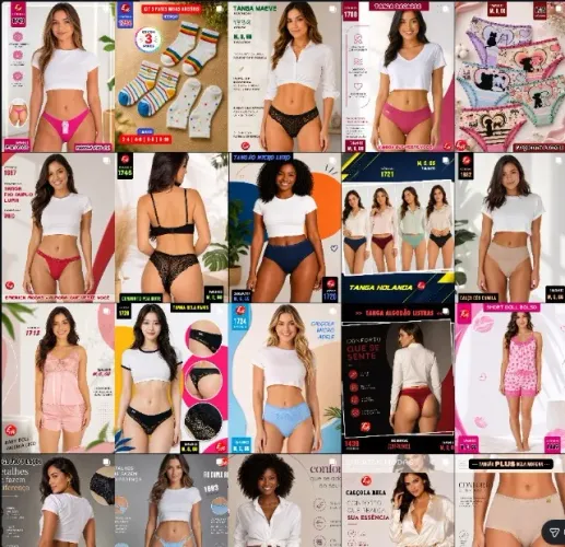 Vendedora de calcinhas, baby dolls, cuecas, roupas de academia e etc