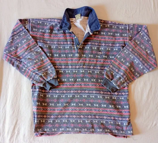 Suéter Polo Vintage City Jeans Basics - Estilo Tribal / Asteca Anos 90
