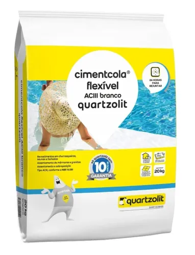 Argamassa ACIII Interno e Externo 20kg Branco CimentCola Quartzolit