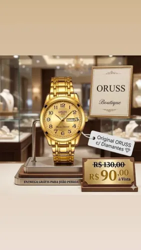 Relógio unisex homem e mulher original Dourado em aço resistente à água e entrega grátis