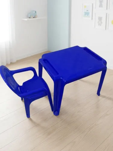 TRAMONTINA Mesa + Cadeira Infantil em Polipropileno Dona Chica Azul 46X59,5X64CM