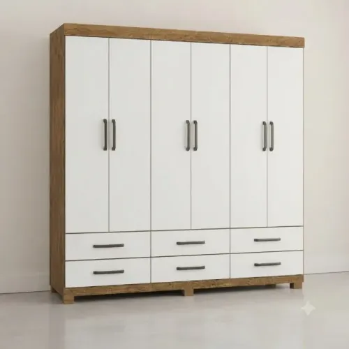 Guarda Roupa Dallas Na Cor Cinamomo/Branco Novo! Em Estoque