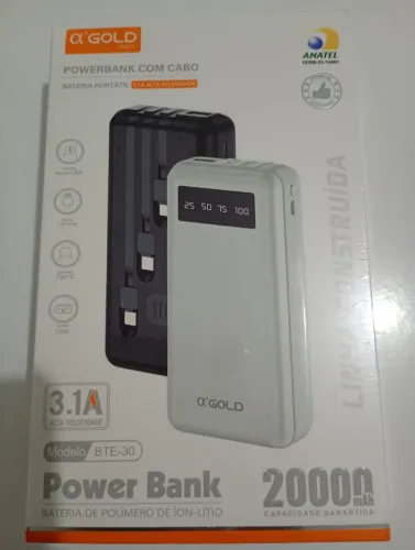 Carregador Portátil Power Bank 20000 Para iPhone E Samsung Preto Universal