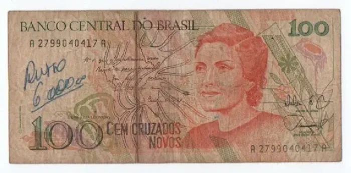 Cédula Antiga 100 Cruzados Novos 1989 - Cecília Meireles