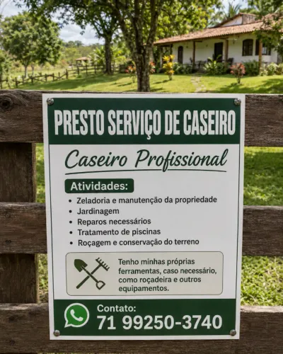 Presto Serviço de Caseiro, Zeladoria, Jardinagem, Piscina e Manutenção