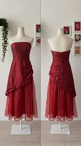 Vestido de Festa Longo Vermelho Tomara que Caia - Elegante