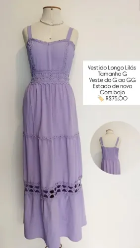 Vestido Lilás Longo G/GG (até o 48)